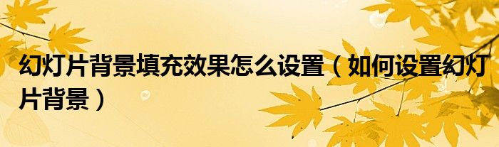 幻灯片背景填充效果怎么设置（如何设置幻灯片背景）