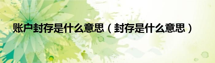 账户封存是什么意思（封存是什么意思）