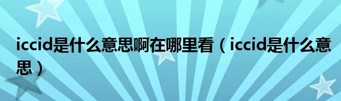 iccid是什么意思啊在哪里看（iccid是什么意思）