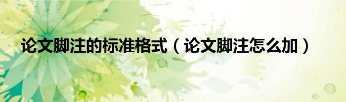 论文脚注的标准格式（论文脚注怎么加）