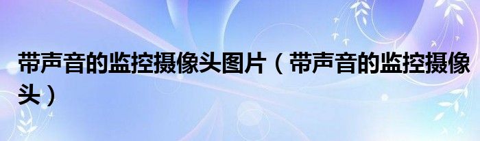 带声音的监控摄像头图片（带声音的监控摄像头）