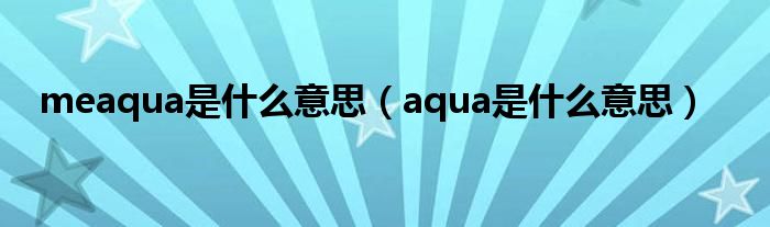meaqua是什么意思（aqua是什么意思）