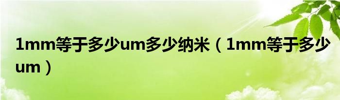 1mm等于多少um多少纳米（1mm等于多少um）