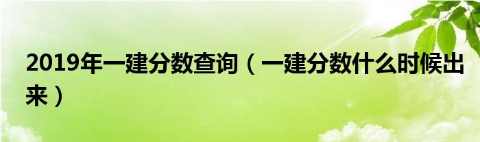 2019年一建分数查询（一建分数什么时候出来）