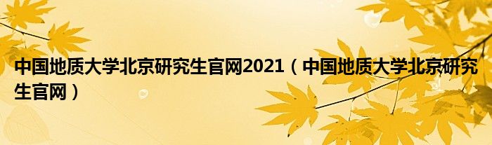 中国地质大学北京研究生官网2021（中国地质大学北京研究生官网）