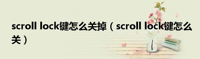 scroll lock键怎么关掉（scroll lock键怎么关）