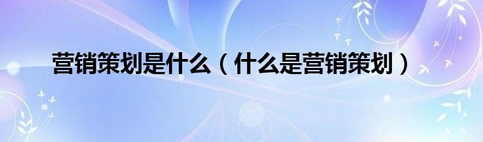 营销策划是什么（什么是营销策划）