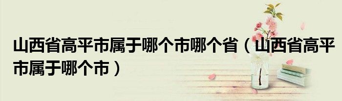 山西省高平市属于哪个市哪个省（山西省高平市属于哪个市）