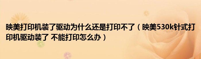 映美打印机装了驱动为什么还是打印不了（映美530k针式打印机驱动装了 不能打印怎么办）