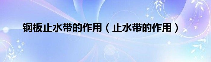 钢板止水带的作用（止水带的作用）