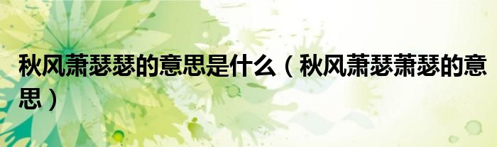 秋风萧瑟瑟的意思是什么（秋风萧瑟萧瑟的意思）