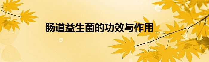 肠道益生菌的功效与作用