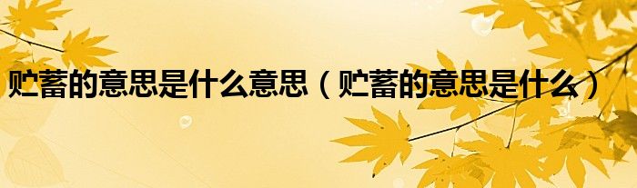贮蓄的意思是什么意思（贮蓄的意思是什么）
