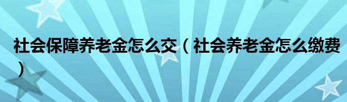 社会保障养老金怎么交（社会养老金怎么缴费）