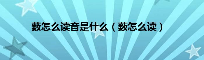 薮怎么读音是什么（薮怎么读）