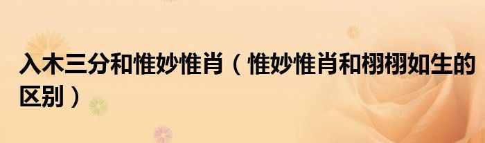 入木三分和惟妙惟肖（惟妙惟肖和栩栩如生的区别）