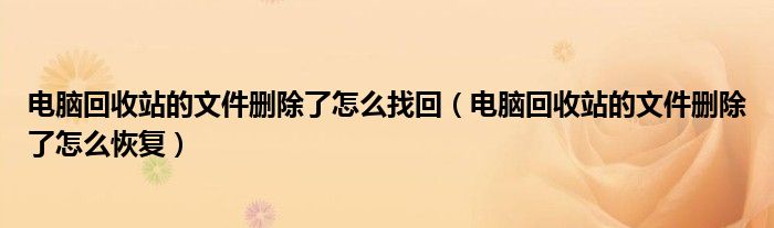 电脑回收站的文件删除了怎么找回（电脑回收站的文件删除了怎么恢复）