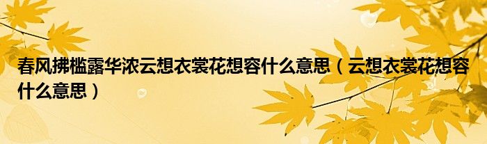 春风拂槛露华浓云想衣裳花想容什么意思（云想衣裳花想容什么意思）