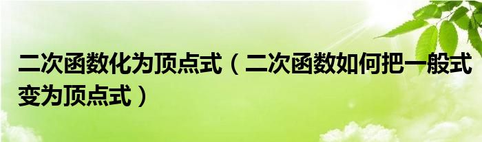 二次函数化为顶点式（二次函数如何把一般式变为顶点式）