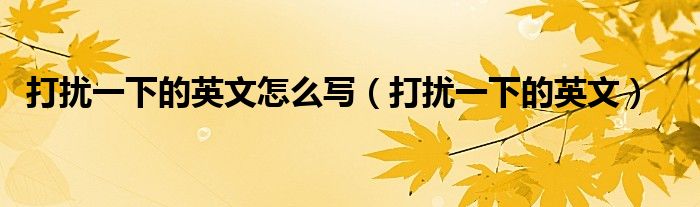 打扰一下的英文怎么写（打扰一下的英文）