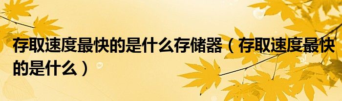 存取速度最快的是什么存储器（存取速度最快的是什么）