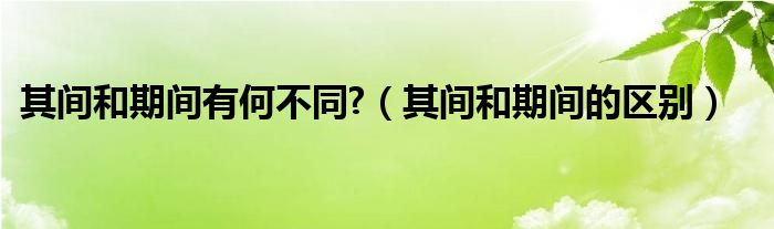 其间和期间有何不同?（其间和期间的区别）