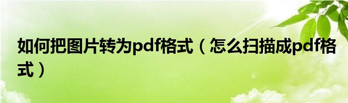 如何把图片转为pdf格式（怎么扫描成pdf格式）