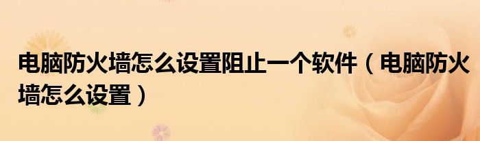 电脑防火墙怎么设置阻止一个软件（电脑防火墙怎么设置）