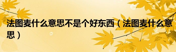 法图麦什么意思不是个好东西（法图麦什么意思）