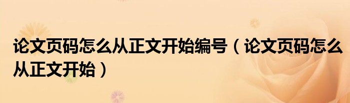 论文页码怎么从正文开始编号（论文页码怎么从正文开始）