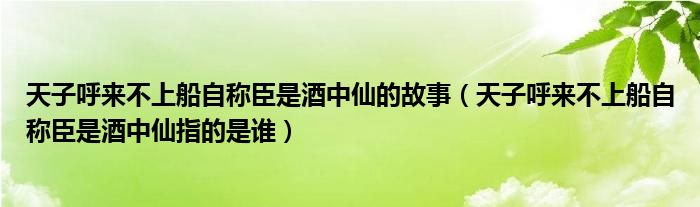 天子呼来不上船自称臣是酒中仙的故事（天子呼来不上船自称臣是酒中仙指的是谁）