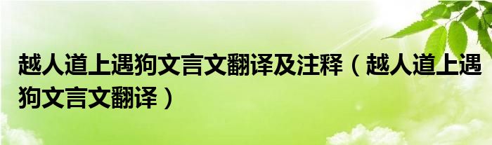 越人道上遇狗文言文翻译及注释（越人道上遇狗文言文翻译）