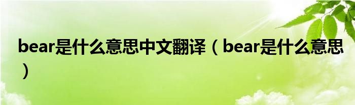 bear是什么意思中文翻译（bear是什么意思）