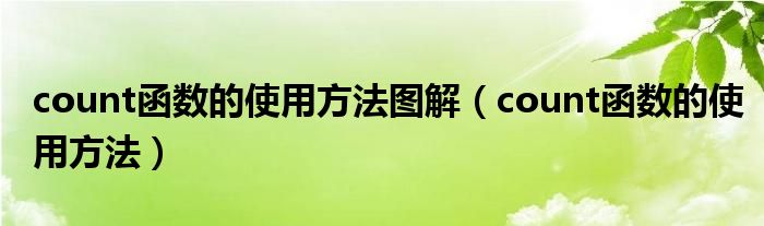 count函数的使用方法图解（count函数的使用方法）