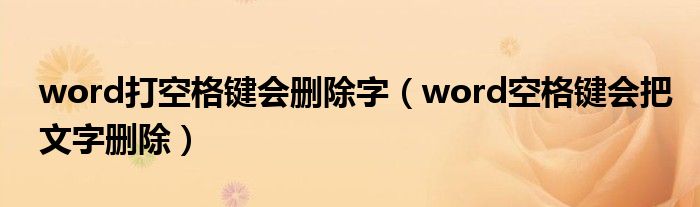 word打空格键会删除字（word空格键会把文字删除）
