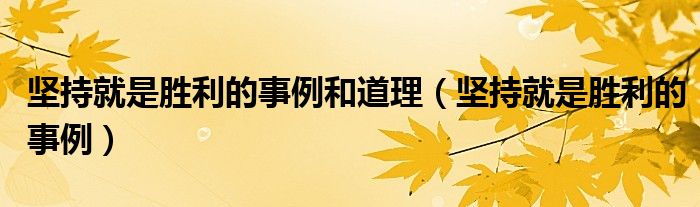 坚持就是胜利的事例和道理（坚持就是胜利的事例）