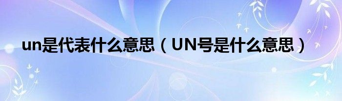un是代表什么意思（UN号是什么意思）