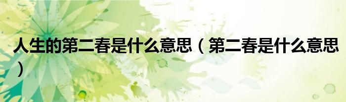 人生的第二春是什么意思（第二春是什么意思）