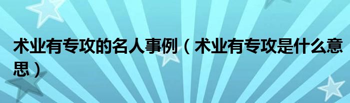 术业有专攻的名人事例（术业有专攻是什么意思）