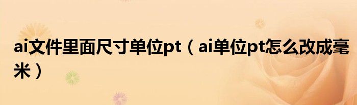 ai文件里面尺寸单位pt（ai单位pt怎么改成毫米）
