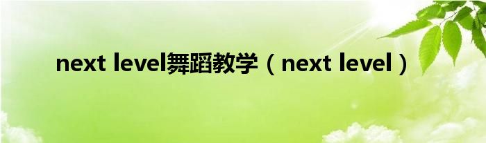 next level舞蹈教学（next level）