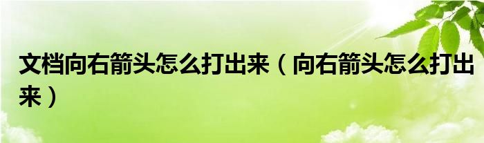 文档向右箭头怎么打出来（向右箭头怎么打出来）