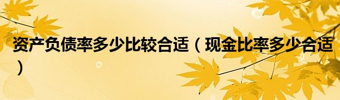 资产负债率多少比较合适（现金比率多少合适）
