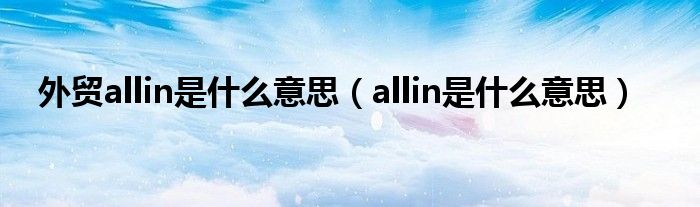 外贸allin是什么意思（allin是什么意思）