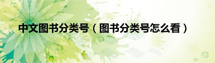 中文图书分类号（图书分类号怎么看）