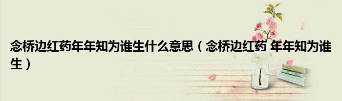 念桥边红药年年知为谁生什么意思（念桥边红药 年年知为谁生）