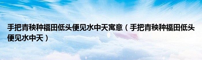 手把青秧种福田低头便见水中天寓意（手把青秧种福田低头便见水中天）
