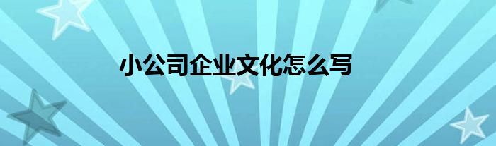 小公司企业文化怎么写