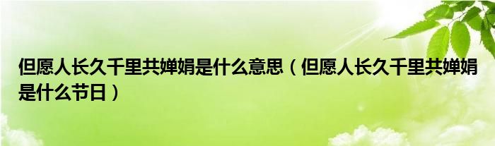 但愿人长久千里共婵娟是什么意思（但愿人长久千里共婵娟是什么节日）