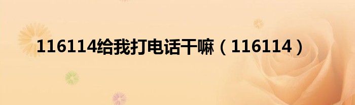 116114给我打电话干嘛（116114）